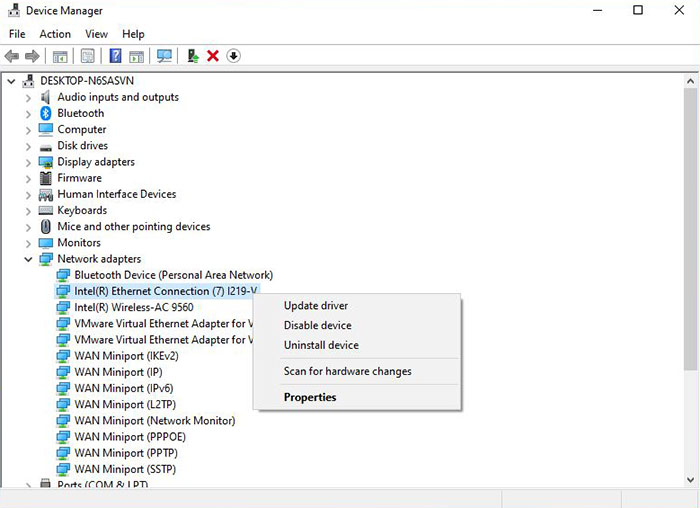 intel r ethernet connection 2 i219 v code 10