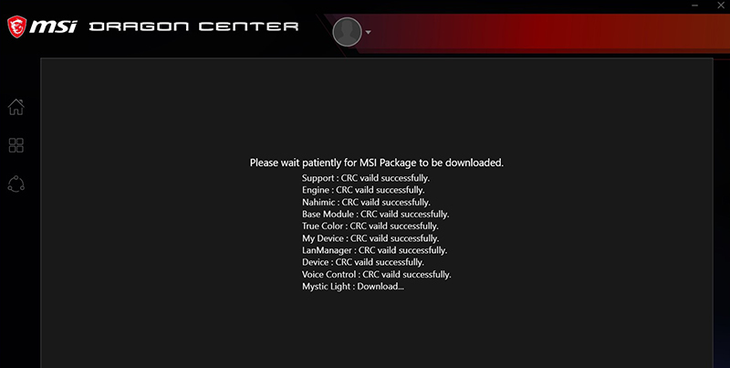 msi dragon center please wait patiently for load modules