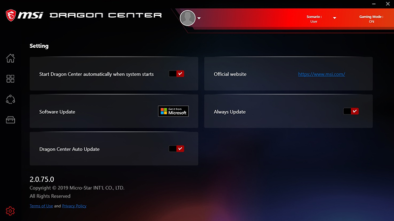 Windows 10 MSI Dragon Center full