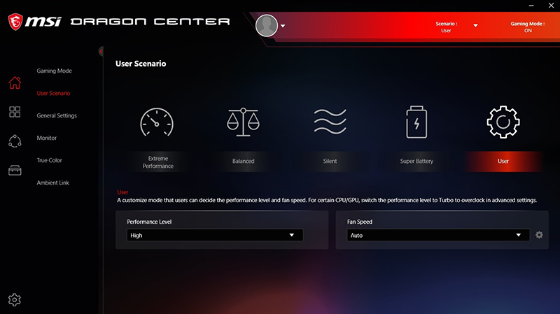 msi dragon center advanced fan speed