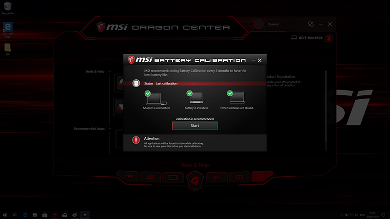 Msi battery calibration не запускается