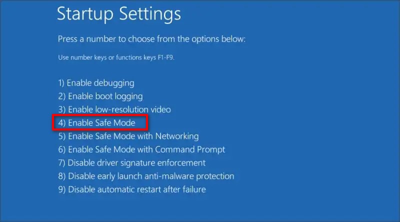 Entering safe mode of the system
