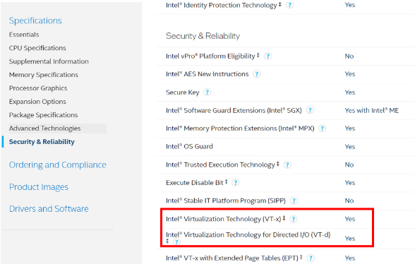 CPU supports Intel Virtualization Technology