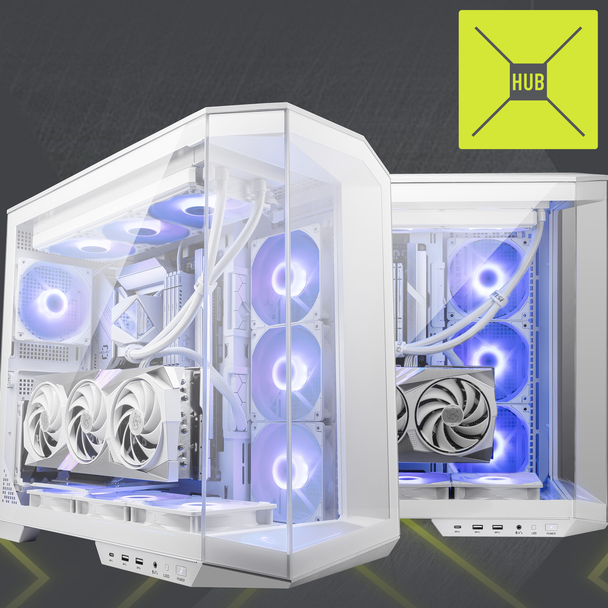 Boîtier PC MSI MAG PANO M100L PZ White - Micro-ATX - Panneau Panoramique 270° - Support Carte Graphique - Port USB-C 20 Gb/s - Filtres à Poussière