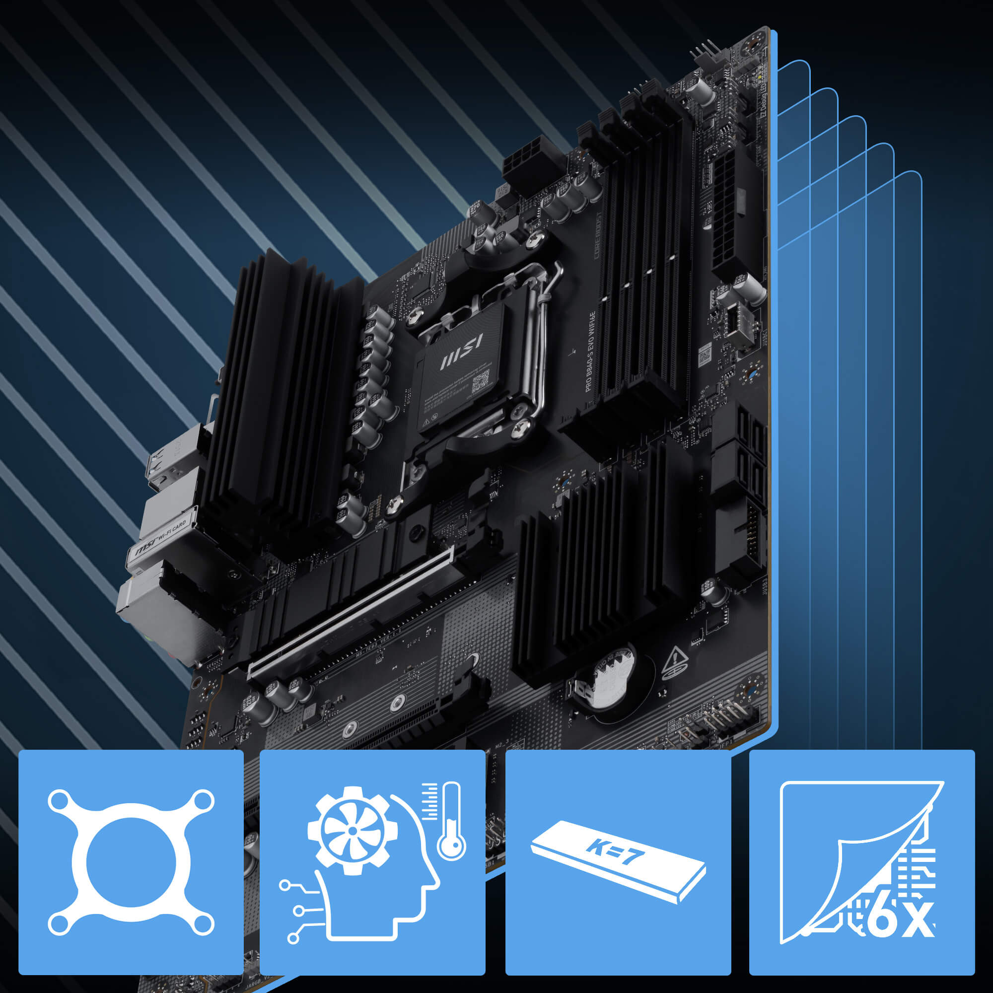 MSI PRO B840-S EVO WIFI6E 8000MHz (OC) DDR5 Soket AM5 M.2 HDMI ATX Anakart h4