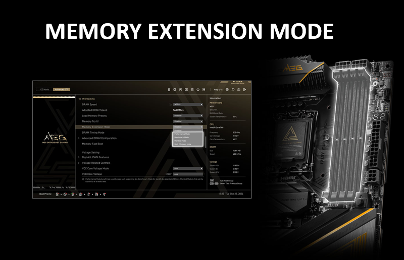 Chế độ mở rộng bộ nhớ MSI: Tăng hiệu năng chơi game cho Intel Core Ultra 7 270K Plus chỉ với một cú nhấp chuột.