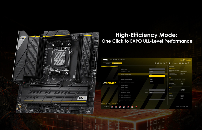 MSI High-Efficiency Mode: One Click to EXPO Ultra Low Latency-Level Performance