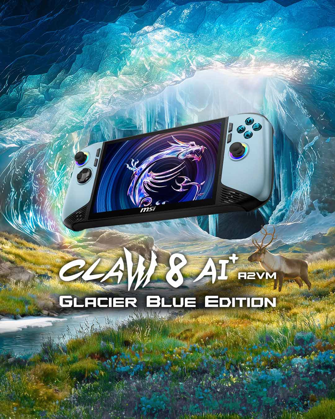 Claw 8 AI+ Glacier Blue Edition A2VMX - Grip and Game
