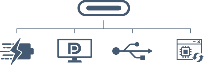 Dual Type-C 98W and 15W Power Delivery icon