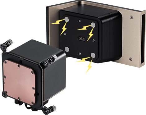 MEG CORELIQUID E15 360 Magnetic Pogo-Pin Design