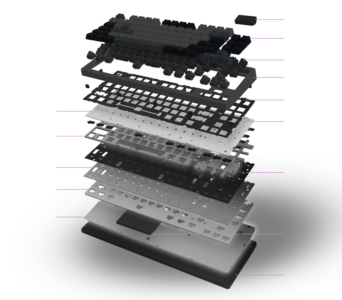MSI Forge GK600 slojevi za prigušivanje zvuka