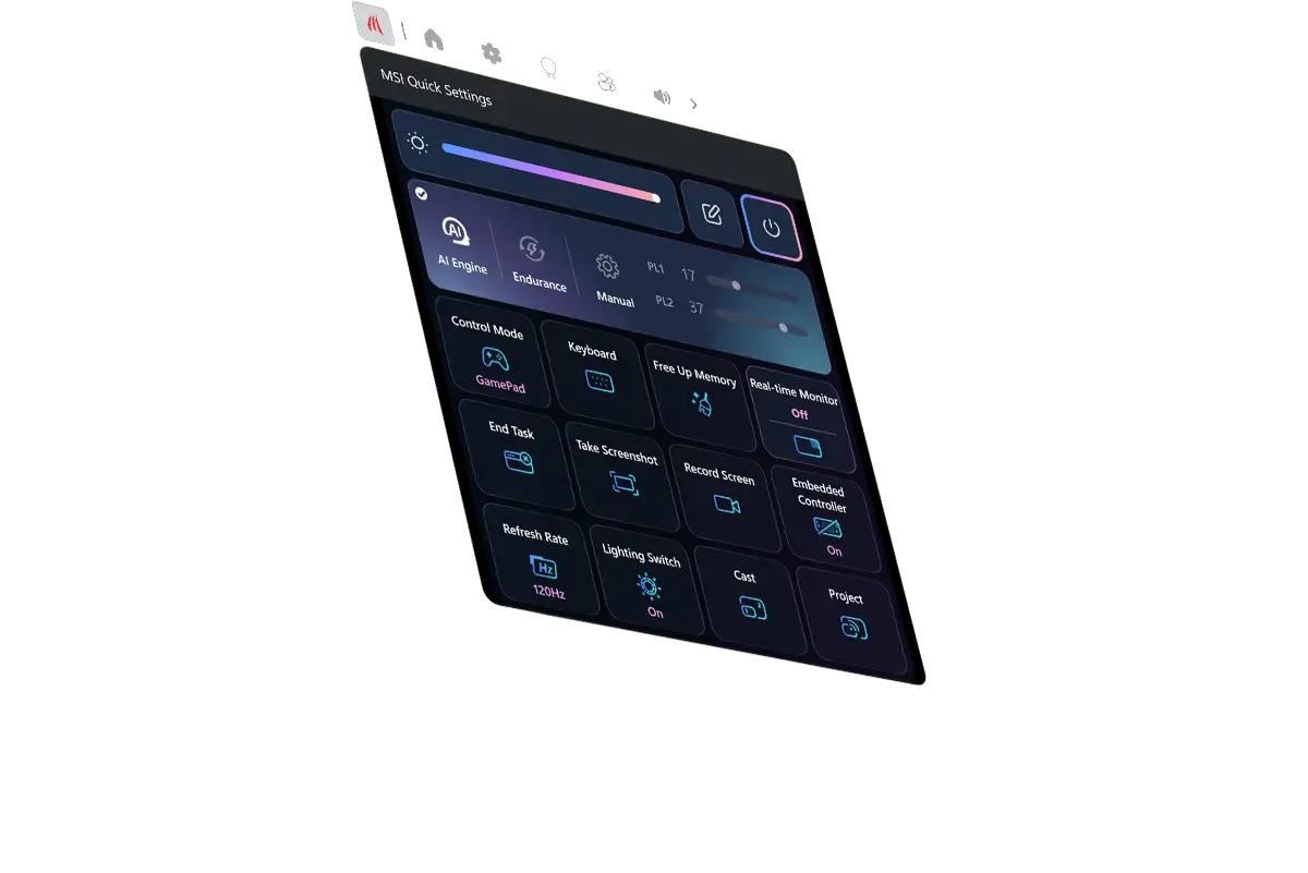 MSI Center M interface