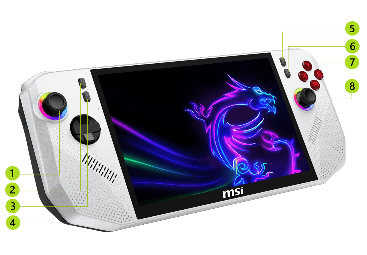 MSI claw A8 io bottom