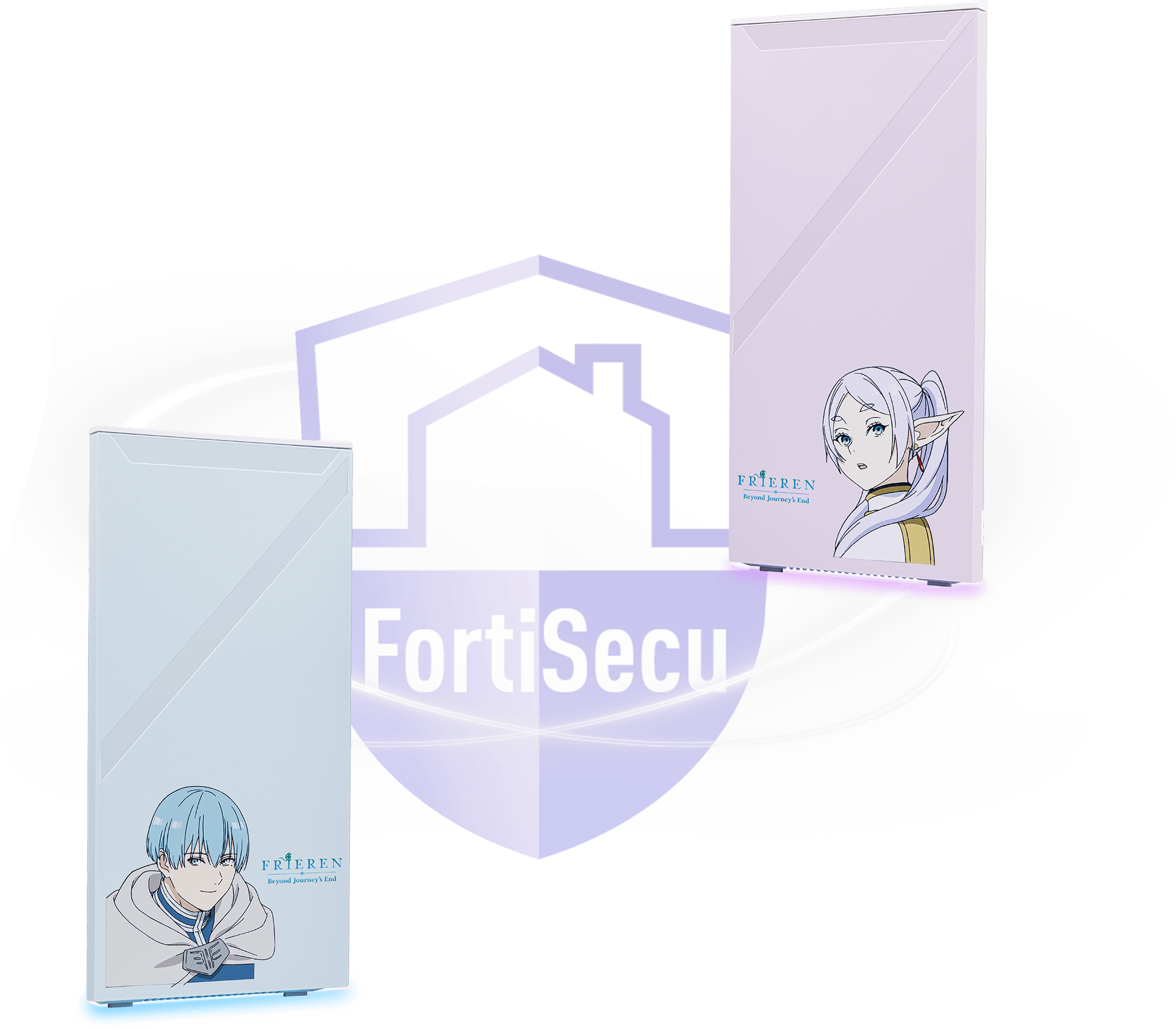 Frieren and Himmel protecting treasure with Roamii FortiSecu network security