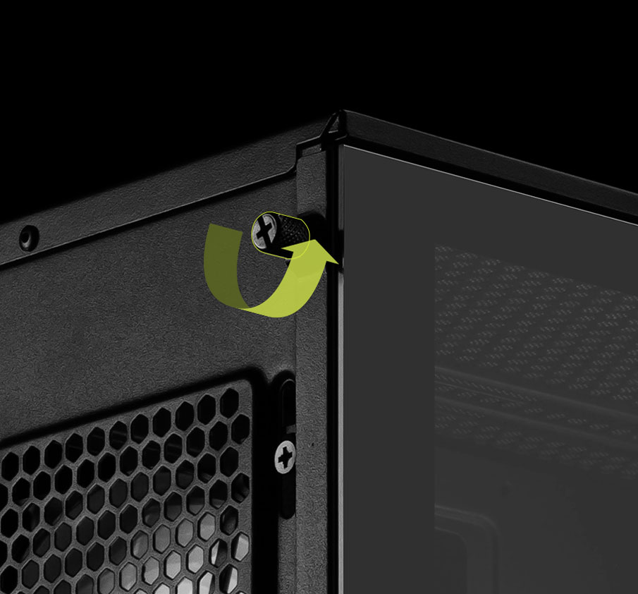 Push-latch side panel and PCIe bracket