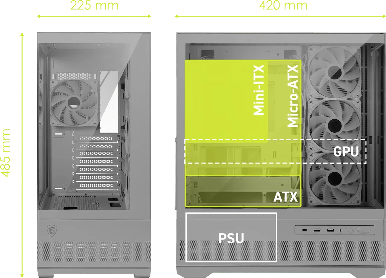 Boîtier PC MSI MAG PANO 110R PZ noir panoramique ARGB (306-7G28R21-JA4)