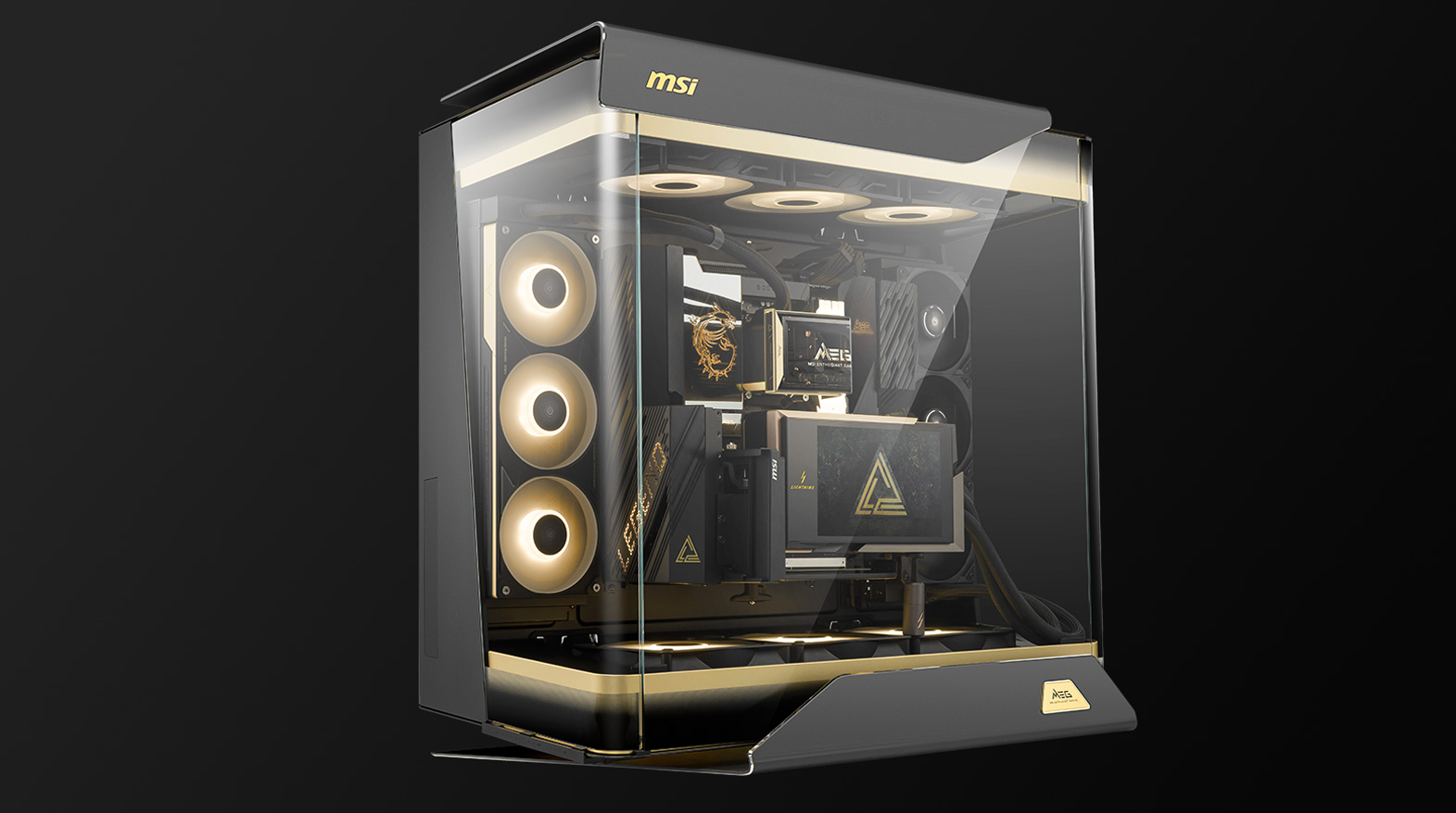 MSI MEG Maestro 900R seamless panoramic tempered glass showcase
