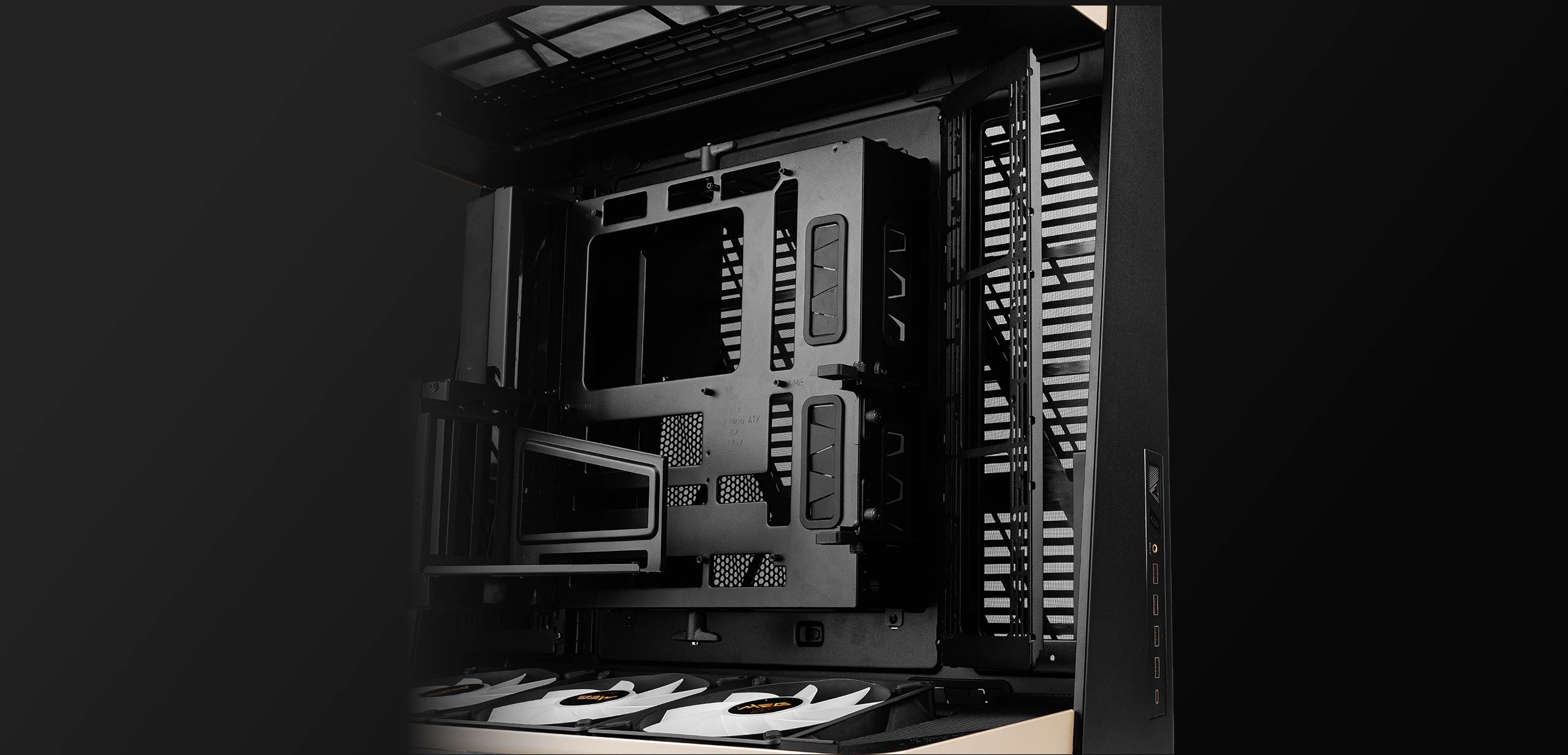 MSI MEG Maestro 900R flexible layout left and right side bracket rotation showcase step 3