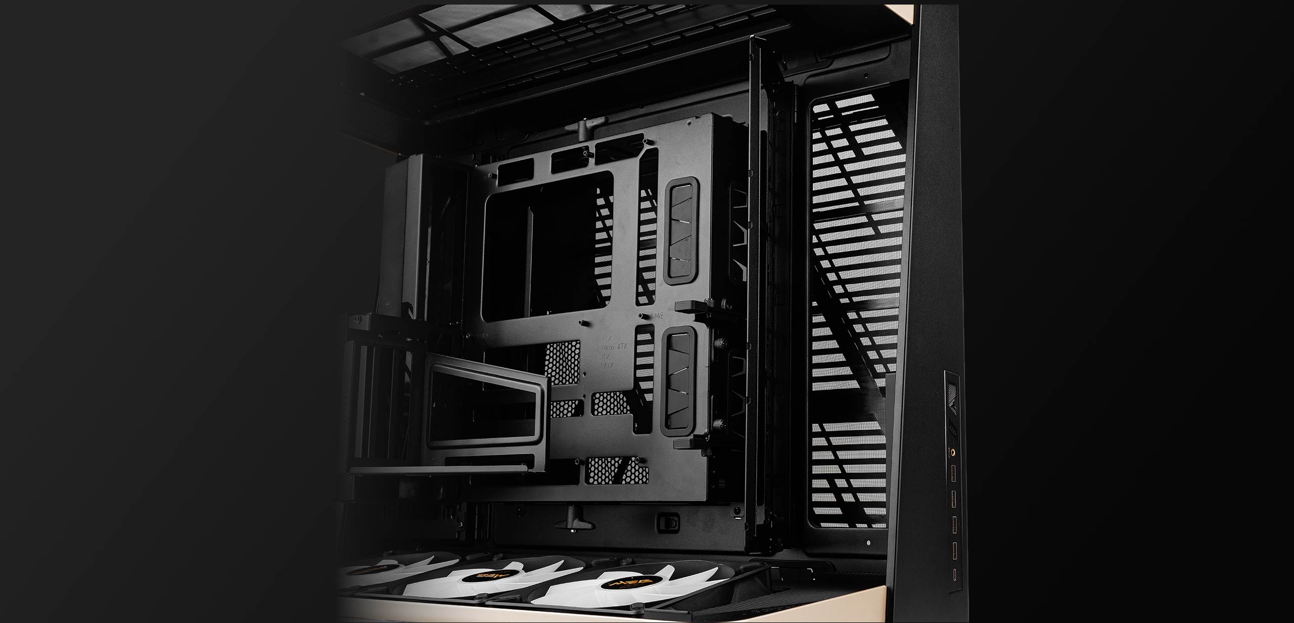 MSI MEG Maestro 900R flexible layout left and right side bracket rotation showcase step 8