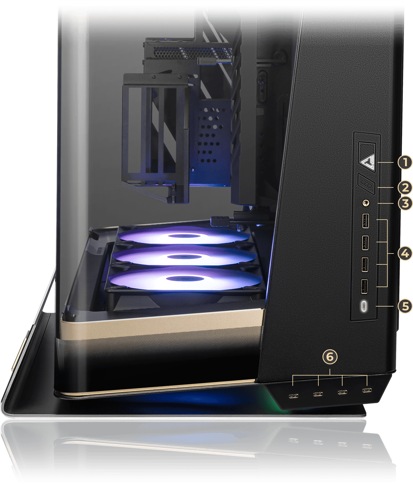 MSI MEG Maestro 900R front I/O panel diagram
