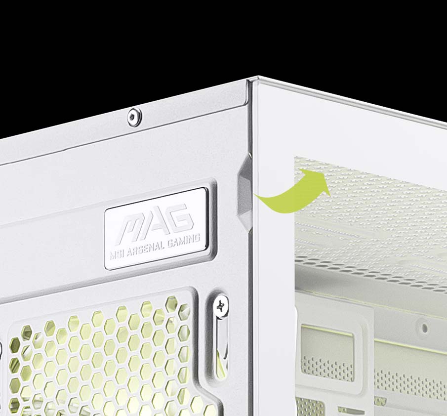 Push-latch side panel and PCIe bracket