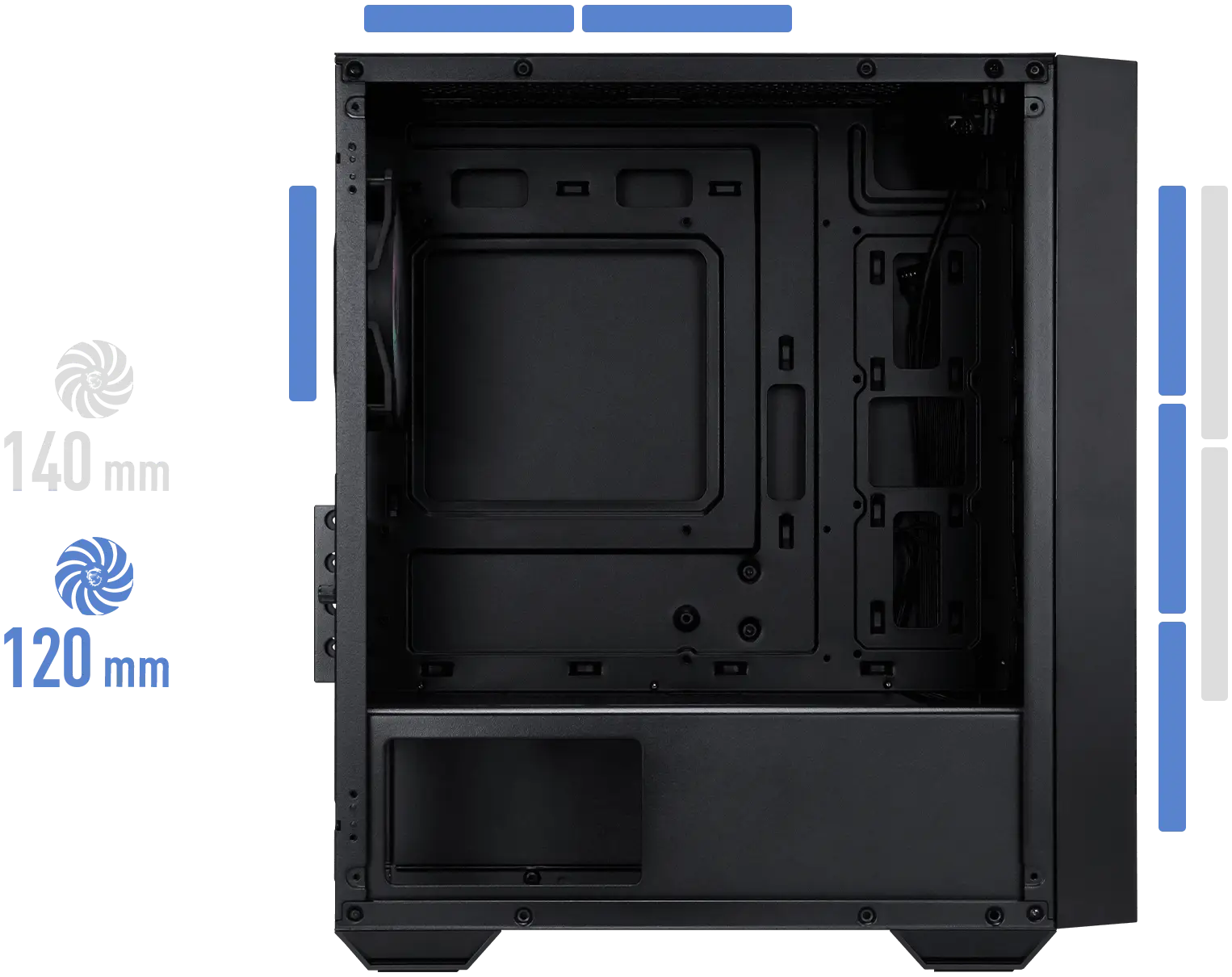 機殼內部風流與散熱示意圖