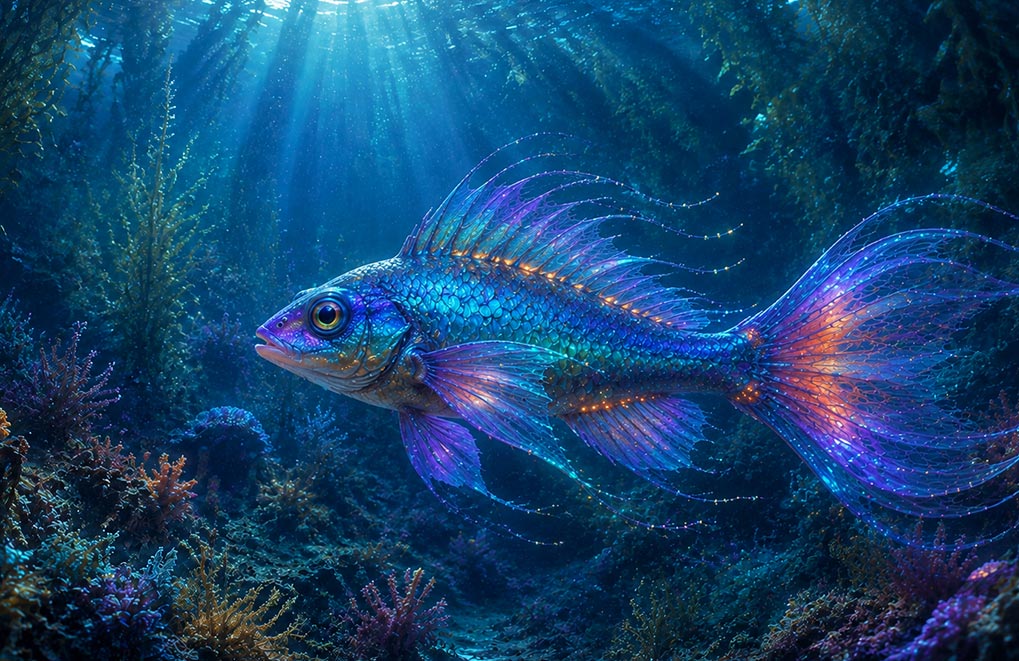 AI image generation of a colorful fish