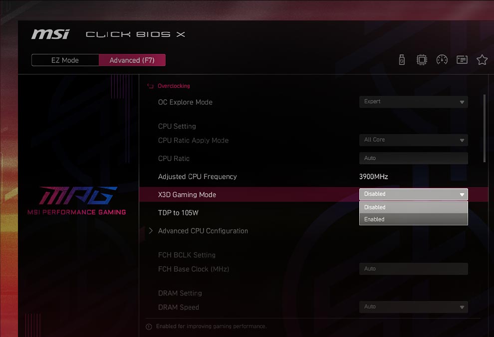 MSI X3D Gaming Mode