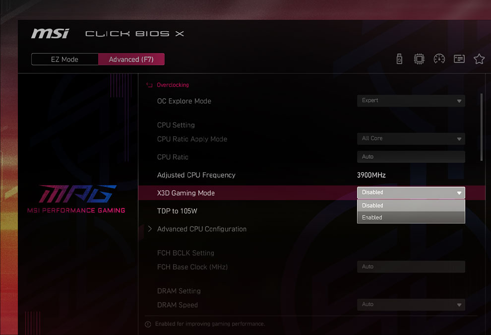 MSI X3D Gaming Mode