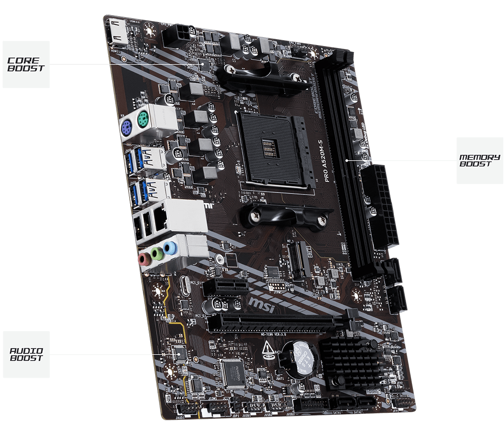 MSI PRO A520M-S AMD AM4 DDR4 HDMI mATX Motherboard
