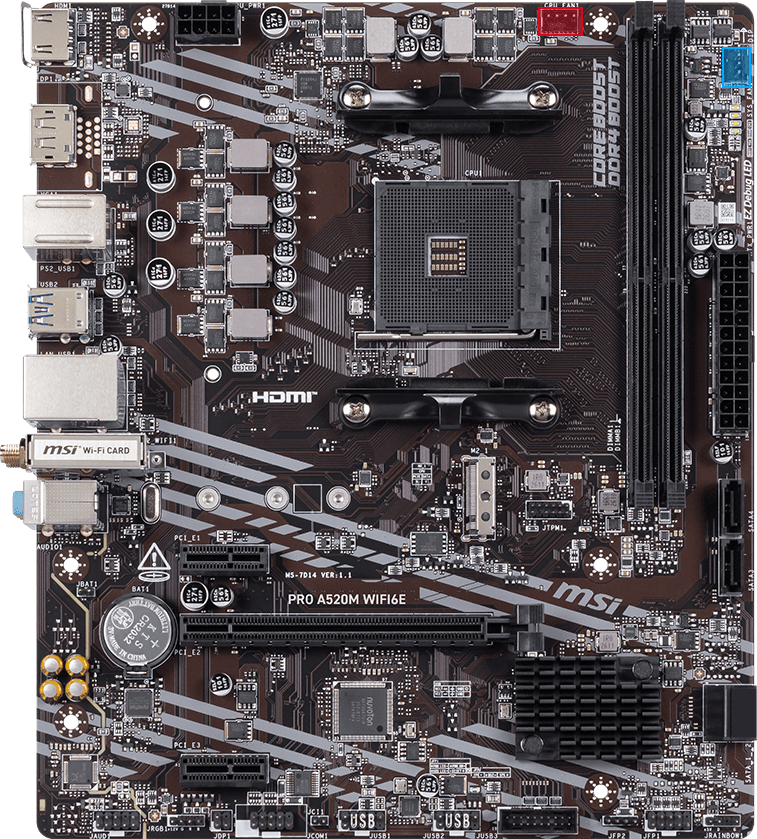 MSI PRO A520M WIFI6E AMD AM4 DDR4 HDMI mATX Motherboard