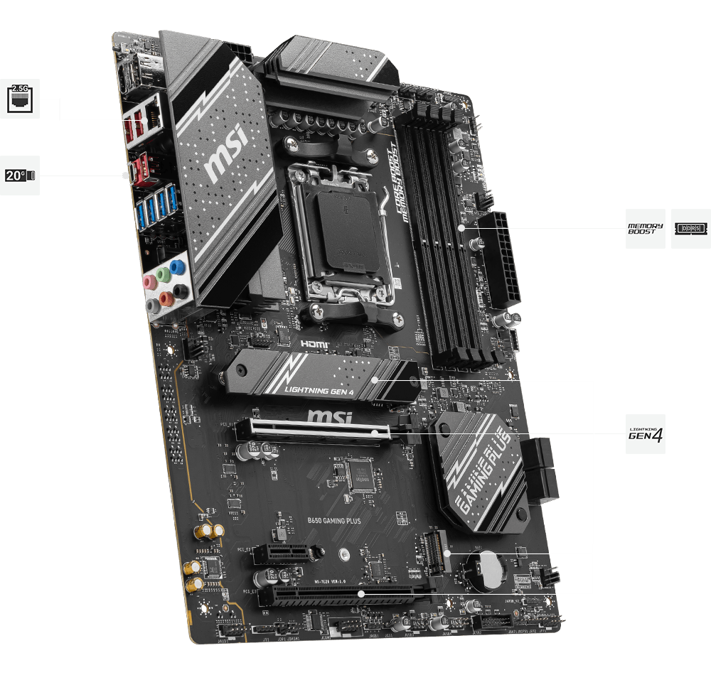 【使用期間19日】7800x3d+MSI B650 GAMING PLUS MSI B650 GAMING PLUS WIFI, ATX - AMD Ryzen 7000 - 12+2
