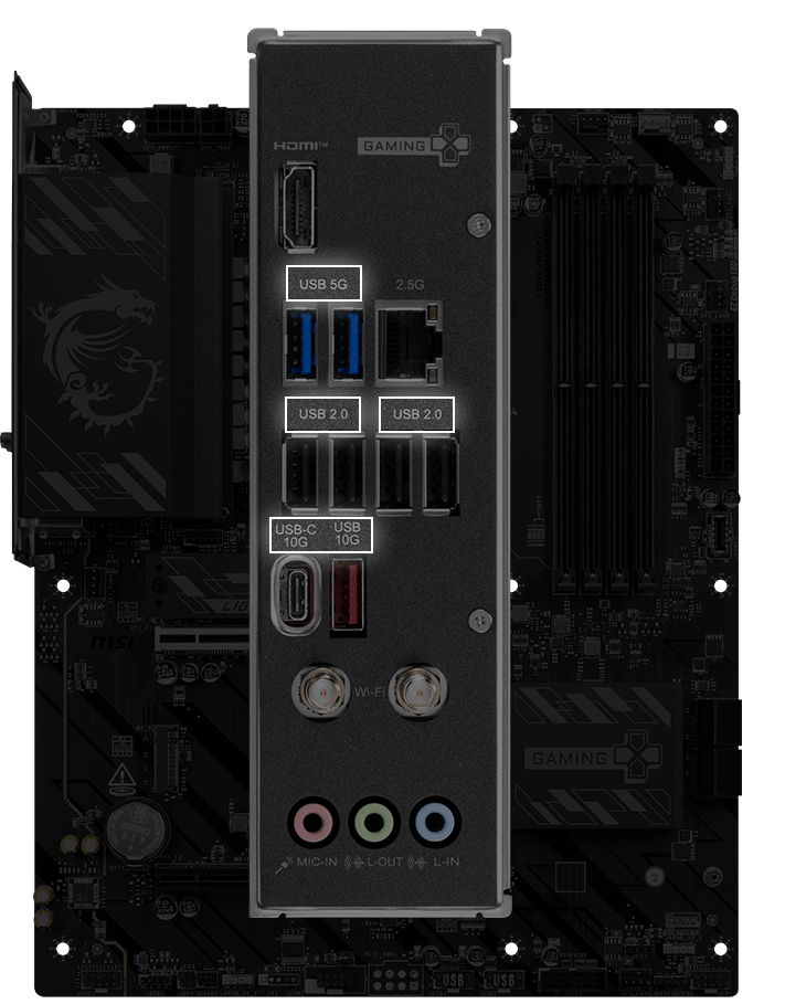 back io USB port