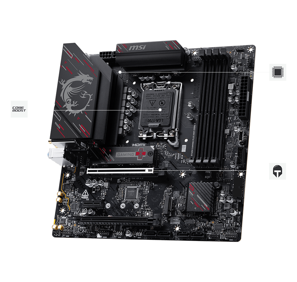 【未使用品】MSI B760M GAMING PLUS WIFI DDR4 MSI B760M GAMING PLUS WIFI DDR4 - Intel 14th/13th/12th Gen