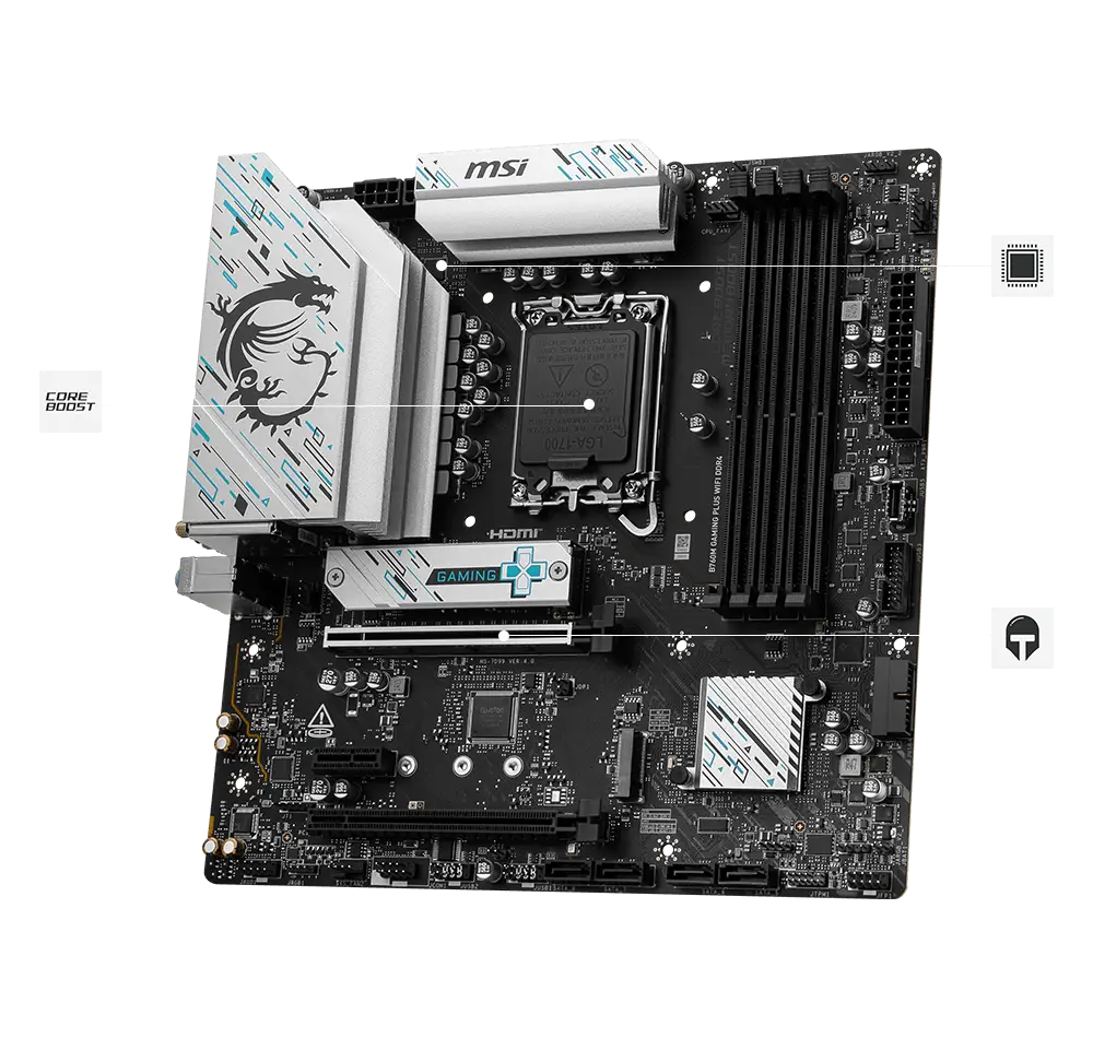 TARJETA MADRE MSI B760M GAMING PLUS WIFI LGA1700 MICRO-ATX DDR4 911-7D99-061