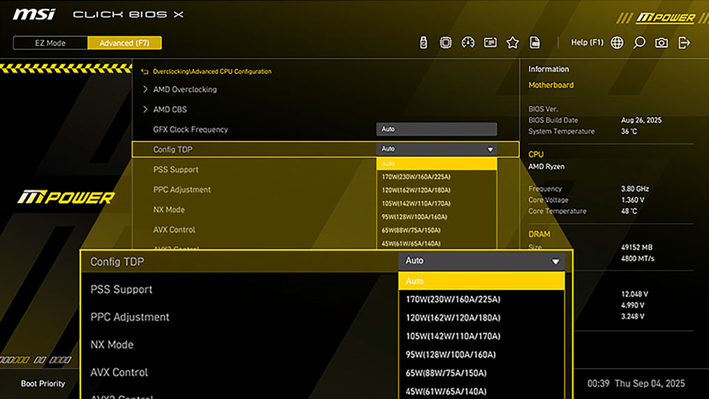 CONFIG TDP