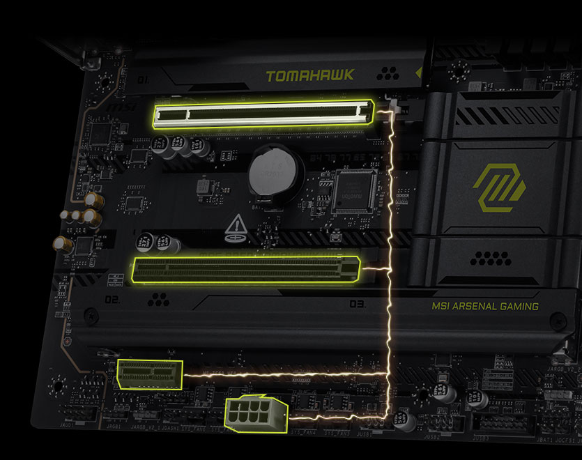 MAG B850 TOMAHAWK WIFI PCIe supplimental powerS