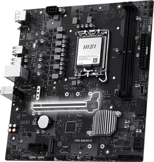 MSI PRO B860M-E lighting gen5 with steel armor