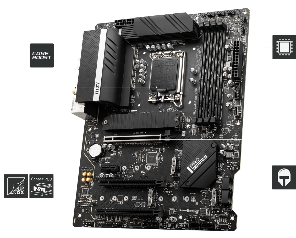 MSI Z490-A PRO ProSeries Motherboard (LGA 1200, Intel 10th Gen, M.2, USB  3.2 Gen 2, DDR4, CFX, Gigabit LAN, HDMI, DisplayPort, ATX) : :  Electronics