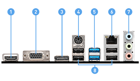 MSI H610M 12VO back panel ports
