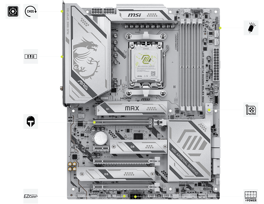 msi mag x87OE Gaming Plus MAx Wifi connectivity features