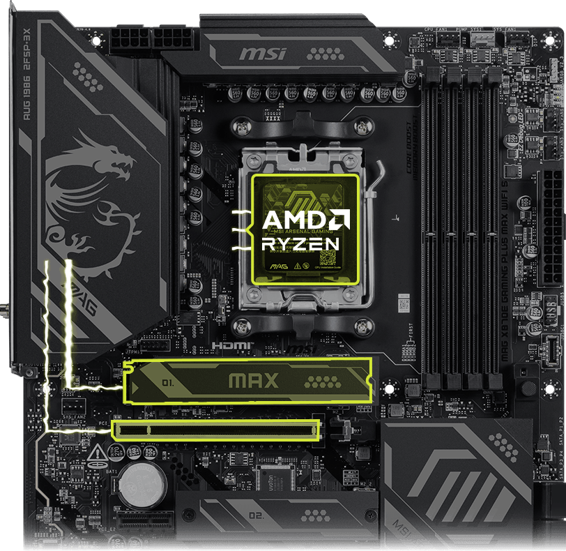 MAG X870E GAMING PLUS MAX WIFI S optimized PCIe lanes and high-speed connectivity