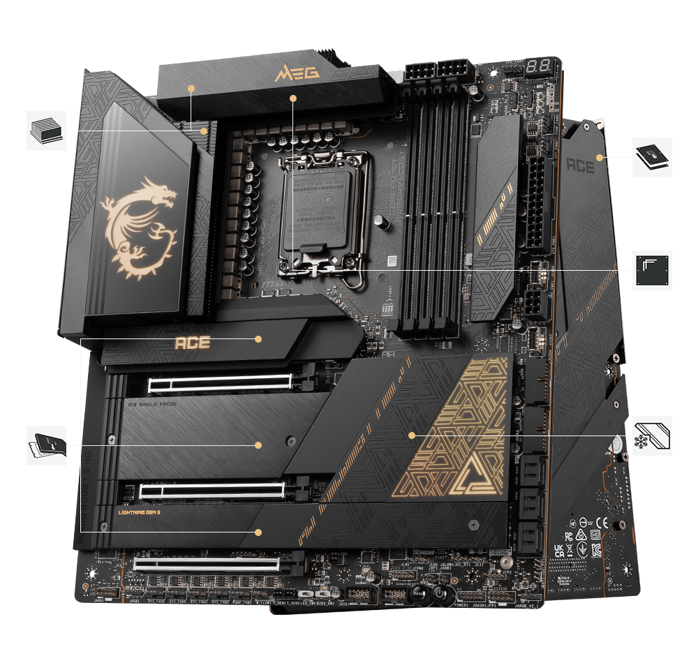 MSI MEG Z790 ACE E ATX Intel 13th 12th Gen 24 1 2 Phases DDR5 