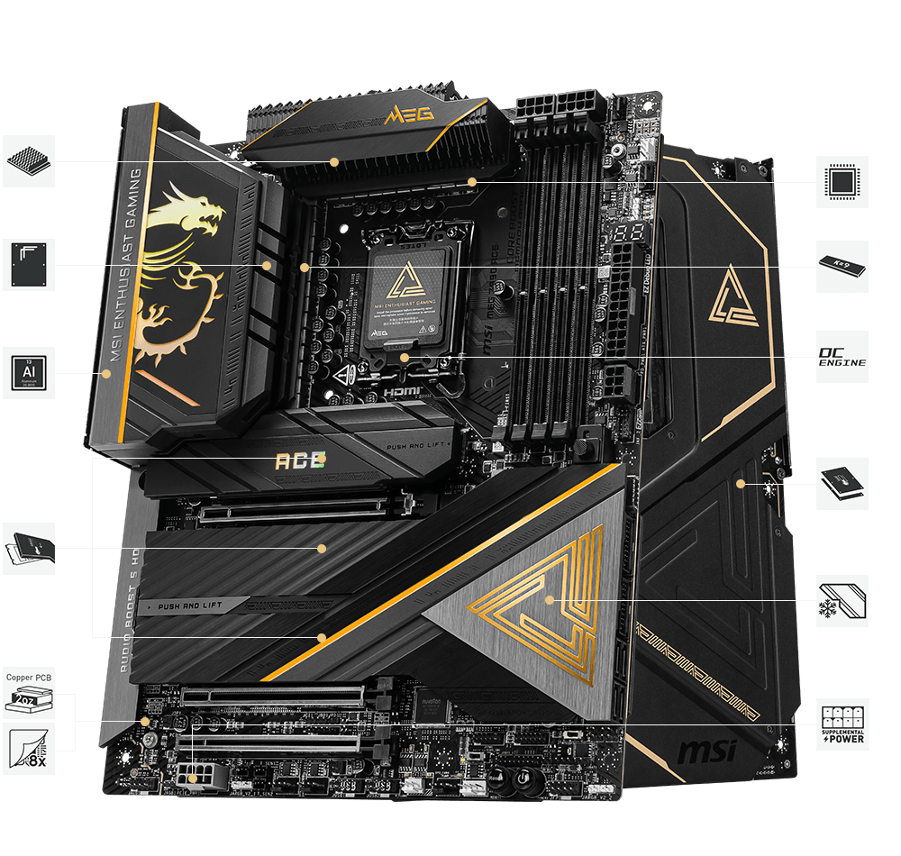 MEG Z890 ACE Gaming Motherboards Best Motherboard For AI PC MSI