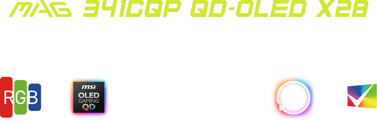 MAG 341CQP QD-OLED X28 Feature icons