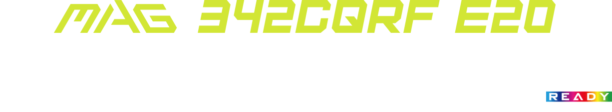 MAG 342CQRF E20 title and feature icons