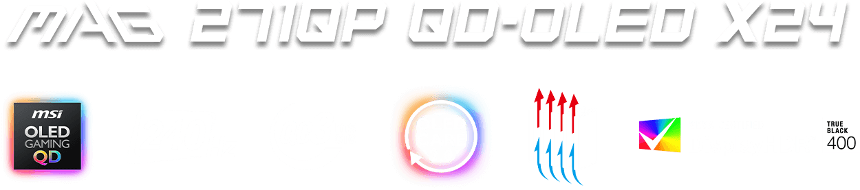MAG 271QP QD-OLED X24 Title and feature icons
