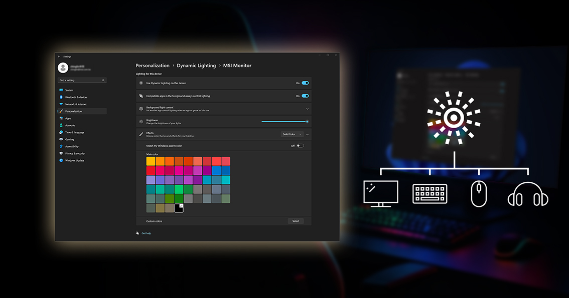 MEG X gaming monitor Windows Dynamic Lighting