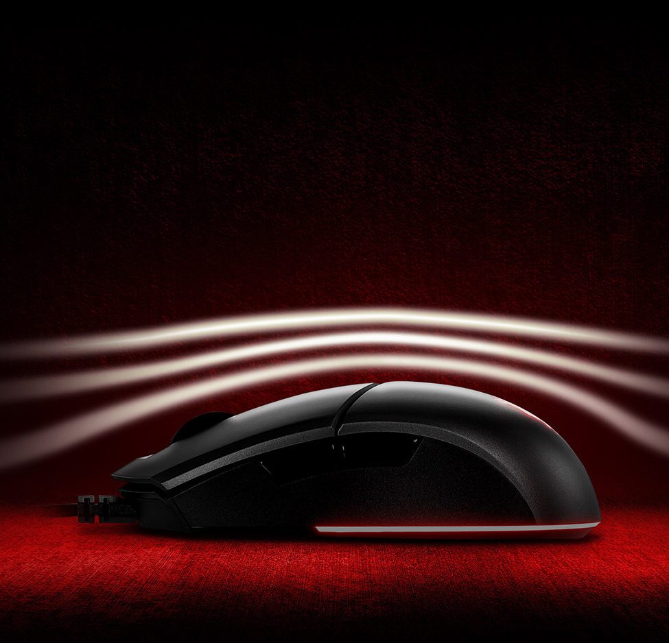 Close-up of the GM11 mouse finish and side grip