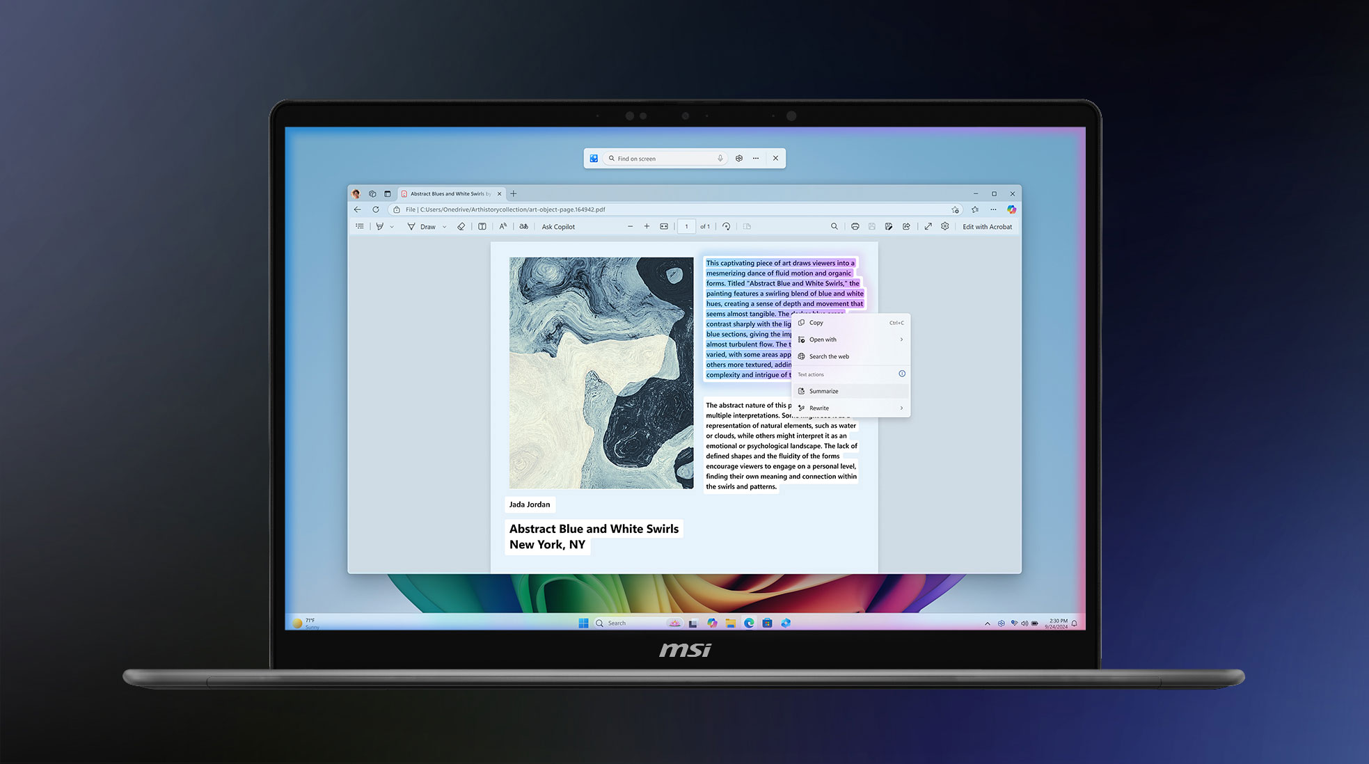 Copilot Click to Do preview